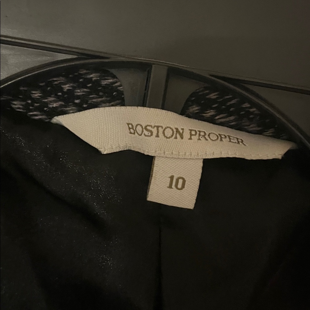 Boston Proper Black and White tweed 30% wool fit and flair coat - Size 10 EUC - Picture 2 of 7